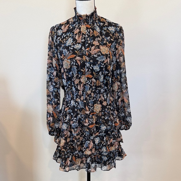Express Dresses & Skirts - Express Long Sheer Sleeve Ruffled Floral Dress Size Medium